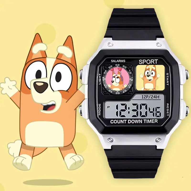 

New Blueys Bingo Children's Sports Watch Anime Characters Student Outdoor Sports with Alarm Clock Electronic Watch Birthday Gift