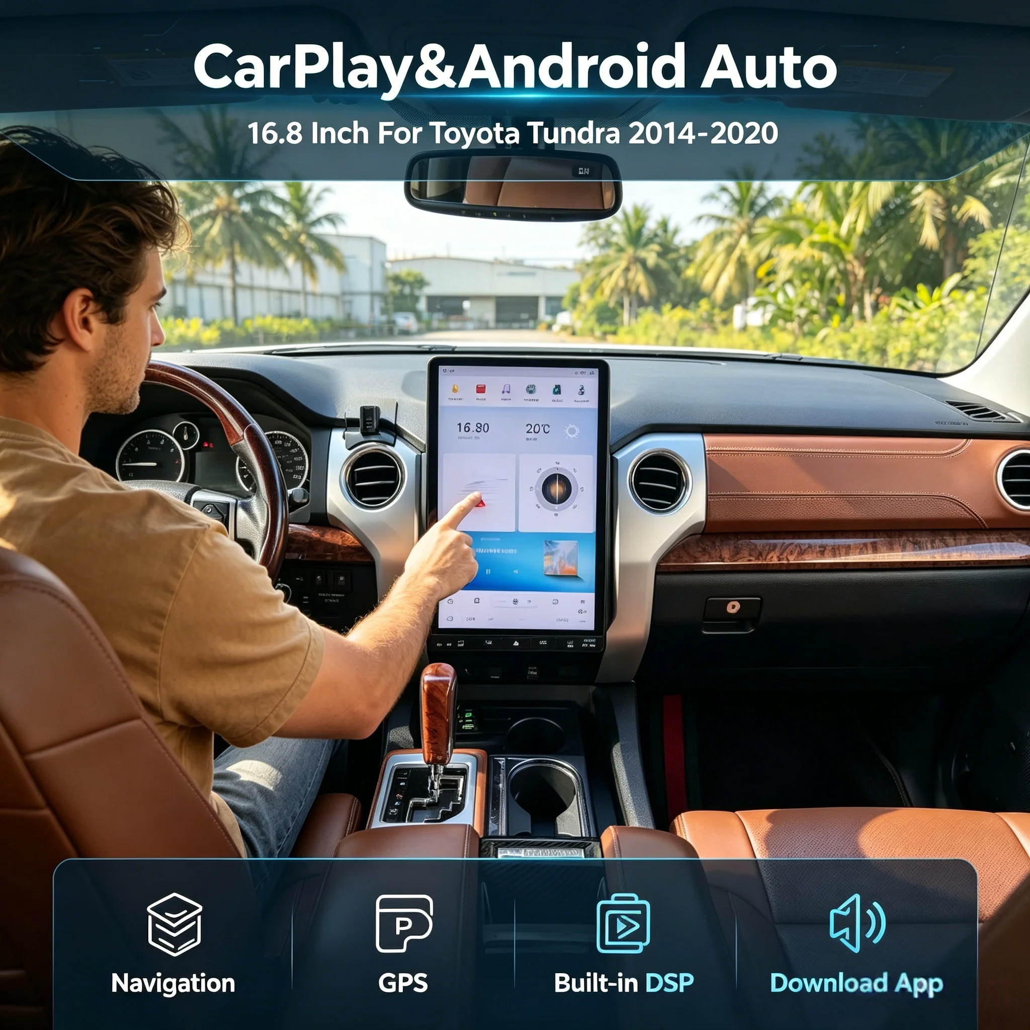16.8 INCH Touch Screen Android 13 For Toyota Tundra 2014-2020 Car GPS Navigation Carplay Multimedia Play Radio Stereo Head Unit
