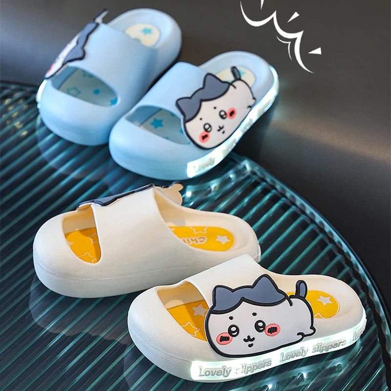 

Chiikawas Slippers Kawaii Hachiware Cartoon Usagi Domiciliary Anime Children Anti-Slip Luminescence Sandals Girls Gifts ﻿