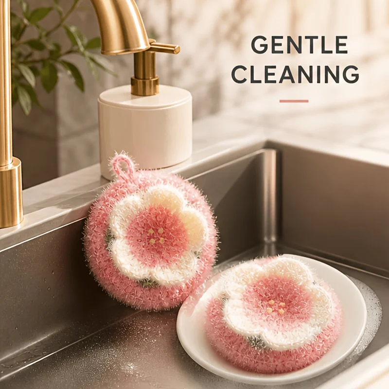 2pcs Creative Avocado Cherry Blossom Dish Towels, Absorbent, Oil-Repellent, Resistant to Deformation,