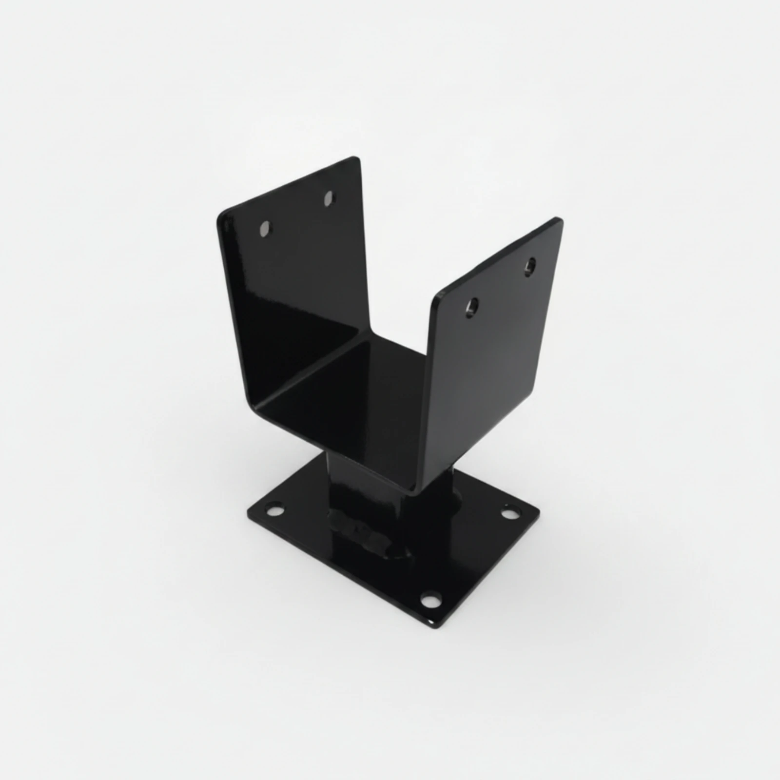 Post Bracket with Base Plate Black U-Shaped Post Anchor Rust-Resistant Sleek for Builders, Pergolas, Fencing
