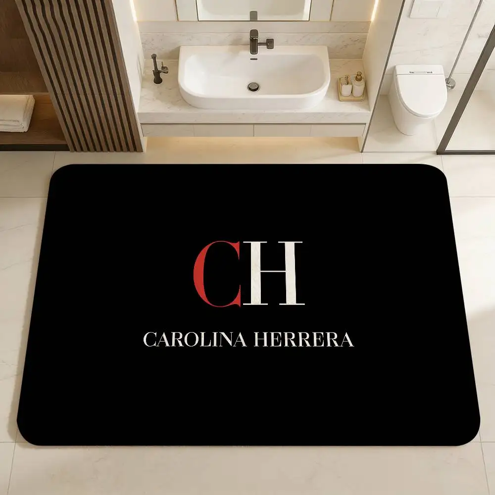 Alfombra de Baño Antideslizante C-Carolina Fashion H-Herrera, Alfombra Absorbente de Agua, Alfombra Larga para Dormitorio, Alfombra de Bienvenida