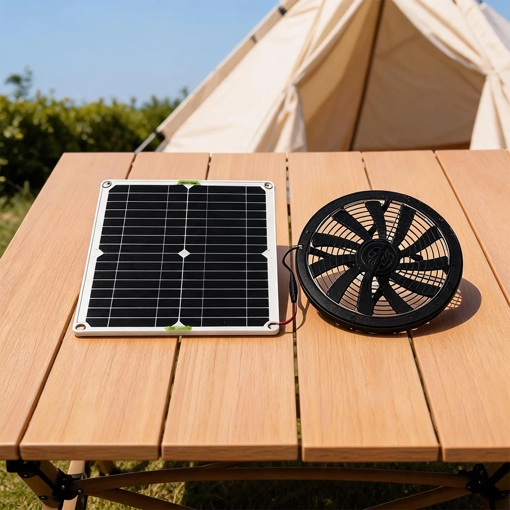 12W Solar Fan Round Ventilator Powerful Solar Fan For RV, Yacht, Greenhouse Solar Panel Round Ventilation Case Exhaust Fan
