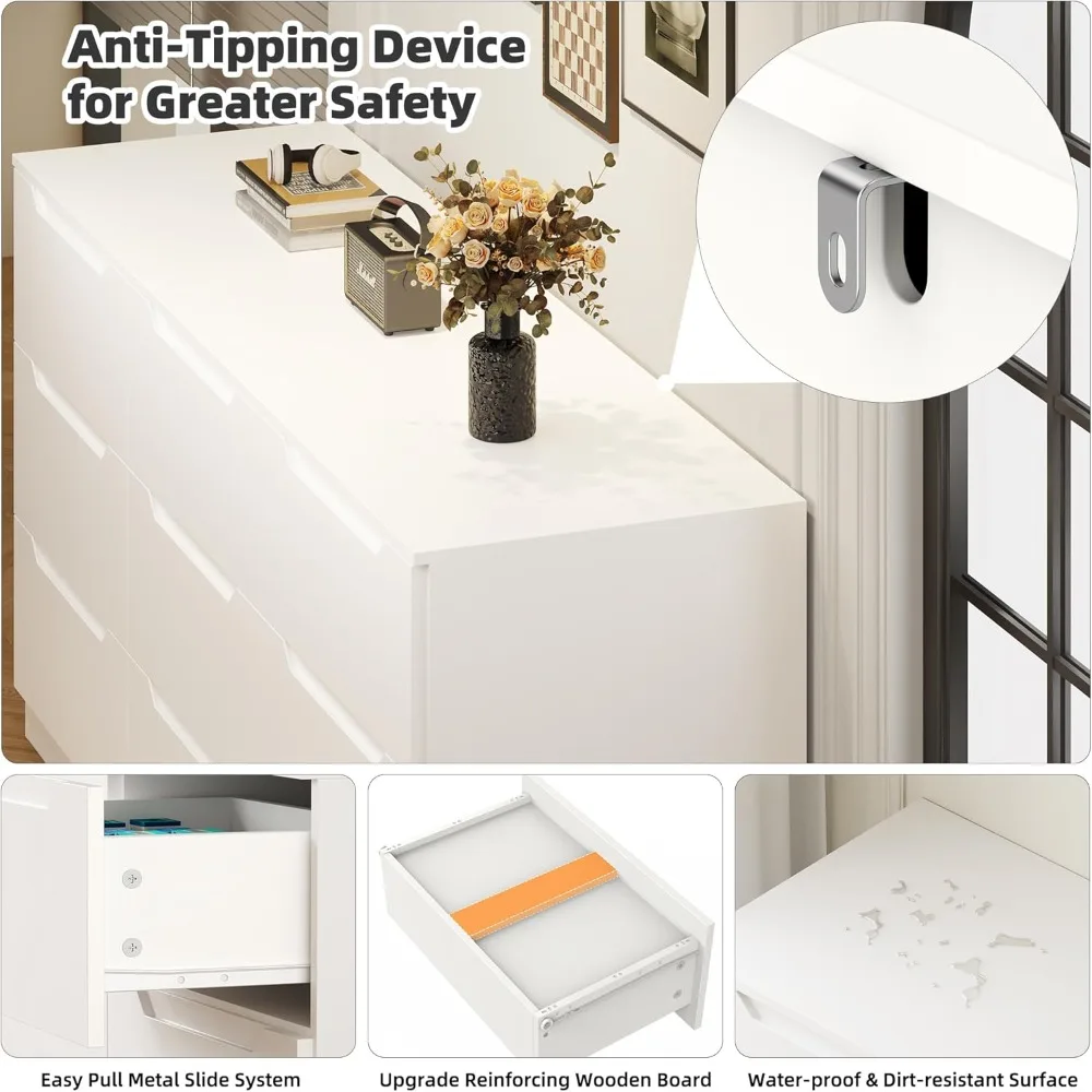 خزانة ذات 9 أدراج، وخزانة ذات أدراج بعرض 62 بوصة، وخزانة تخزين حديثة مع أدراج خشبية كبيرة #6