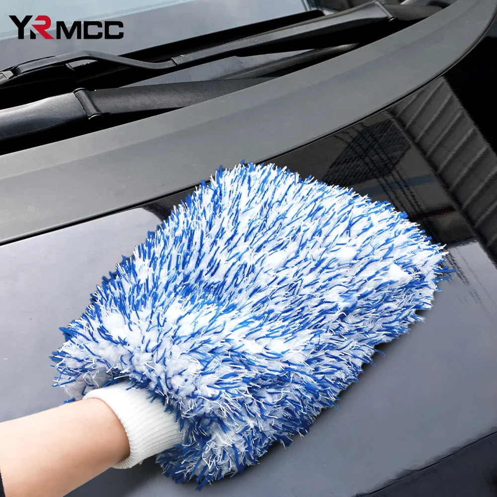 Coral Velvet Car Cleaning Gloves Large Colorful Plush Fine Fiber Cleaning Towel Car Wash Supplies Bear Paw Tool Auto Accessories