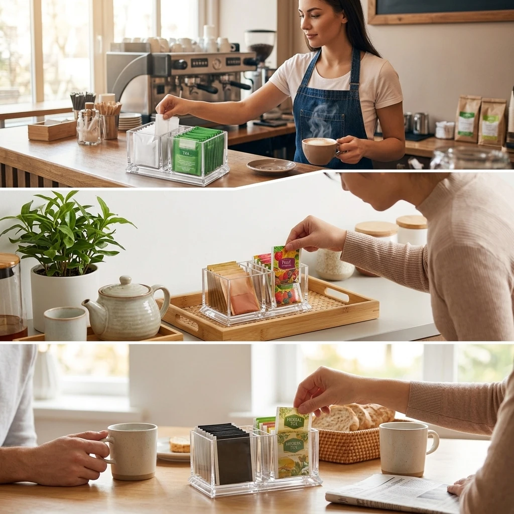 2 Pack Sugar Packet Holder Clear Acrylic Tea Bag Organizer Modern Coffee Station Caddy for Restaurant Hotel Buffet Home view 6