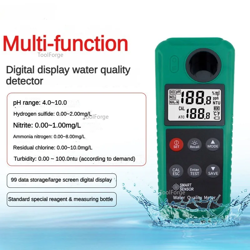 Multifunctional Water Quality Ammonia Nitrogen PH Residual Chlorine Hydrogen Sulfide Nitrite Turbidity Multi Parameter Analyzer