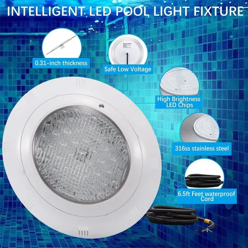 IP68 Waterproof LED Underwater Pool Light White Blue Illumination Steel Body Swimming Pool Accessories Lighting Fixture