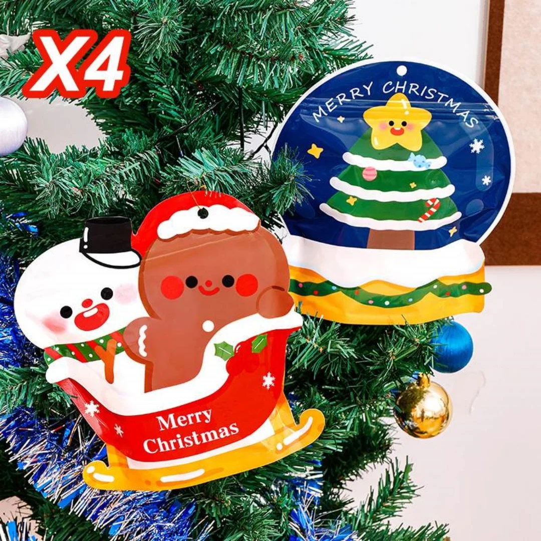 4pcs Merry Christmas Self-sealing Bag Xmas Tree Hang Ornaments Sack Xmas Gift Cookie Candy Bag Navidad Natal New Year Gift 2026