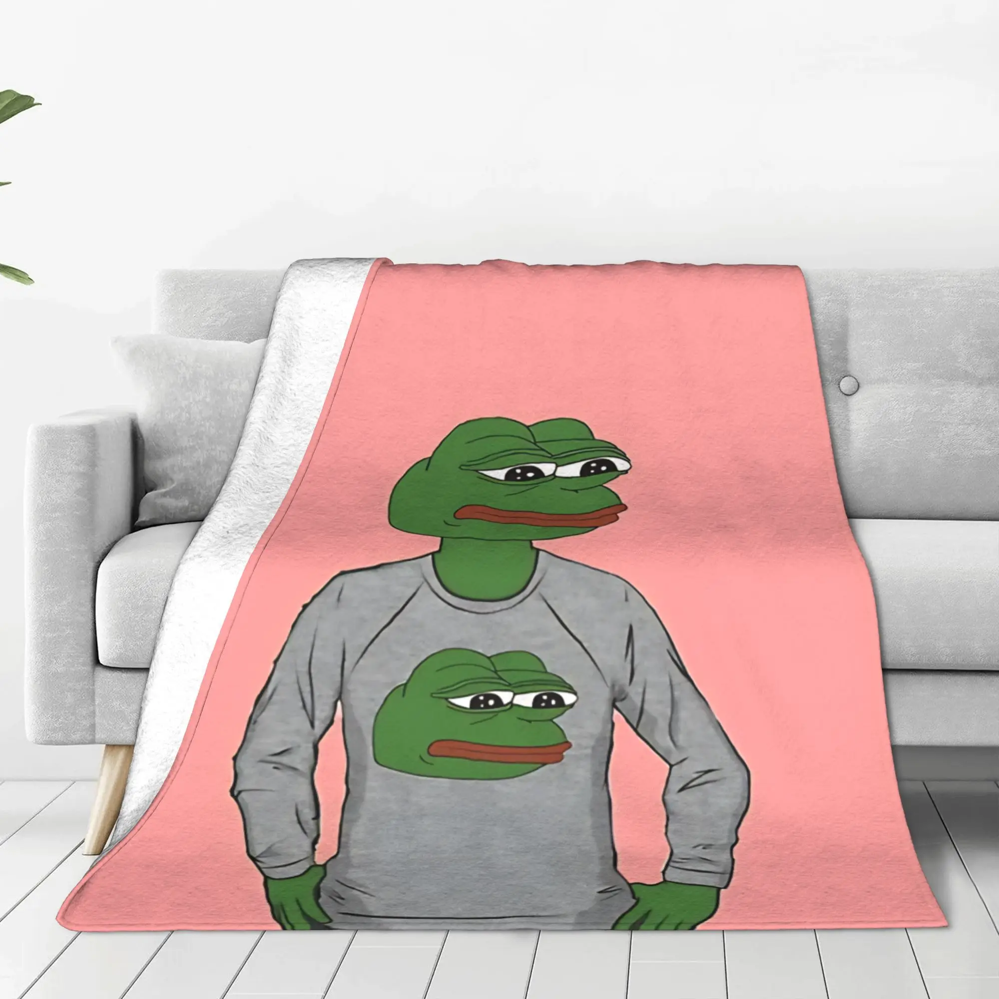 1PC Home Cute Room Decor chill  Blanket Throw Blanket Pepe the Frog Novelty Warm Blanket All Season