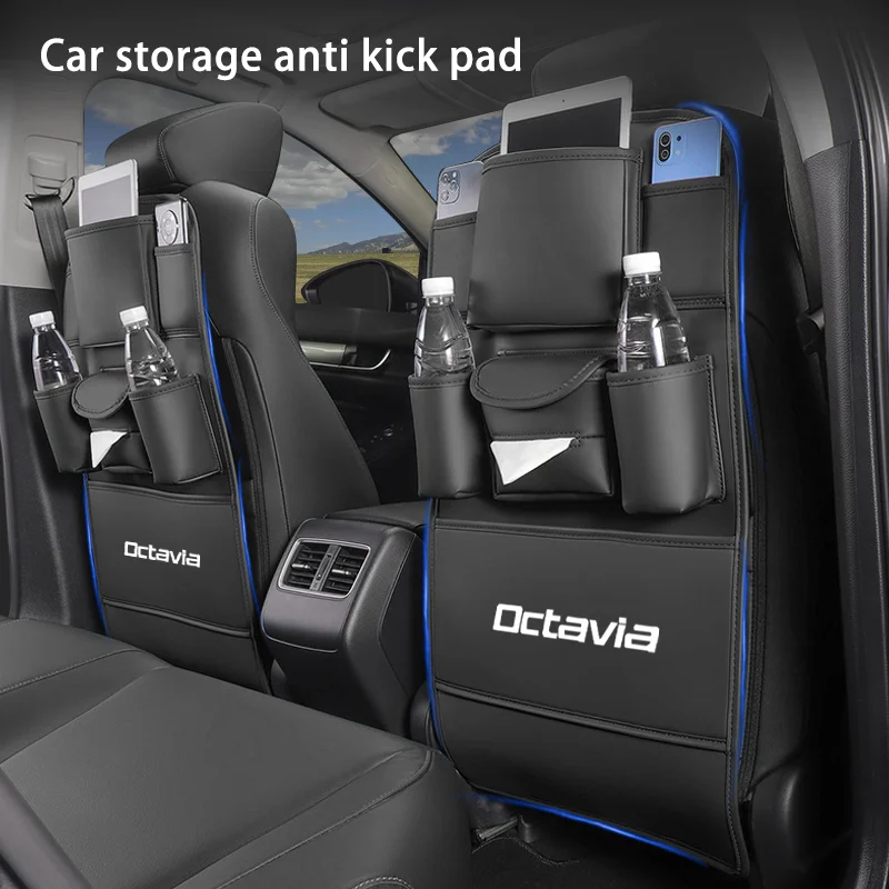 

Car Seat Back Storage Bag All in one Organizer Hanging Bag with Tissue Cup Holder Anti Kick Pad for Skoda Octavia 2 RS VRS Tour
