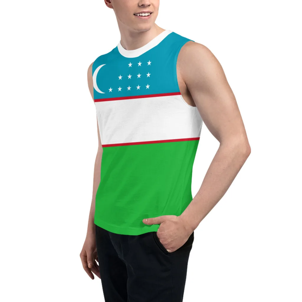 Sleeveless T-shirt Uzbekistan Flag 3D Men's Boys Tshirt Gyms Tank Tops Fitness Joggers Basketball Training Vest