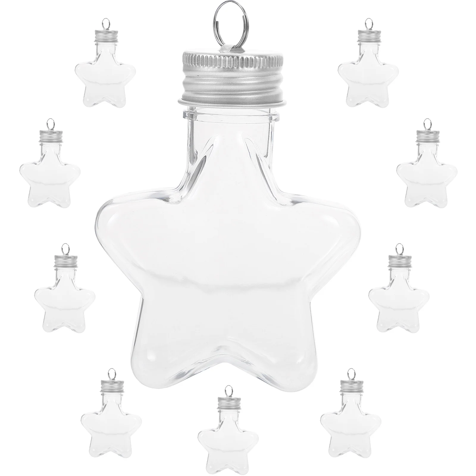 

10Pcs Transparent Star Jars Colored Hanging Bottles DIY Refillable Wishing Bottles Christmas Decoration
