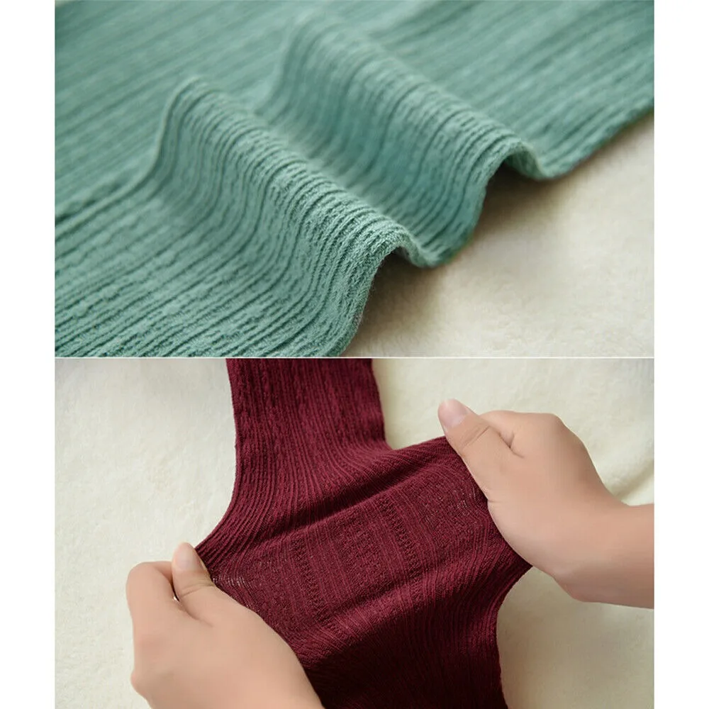 High Quality Warm Footed Tights Woolen Yarn Knitted Pantyhose Winter Stretch Stockings Women