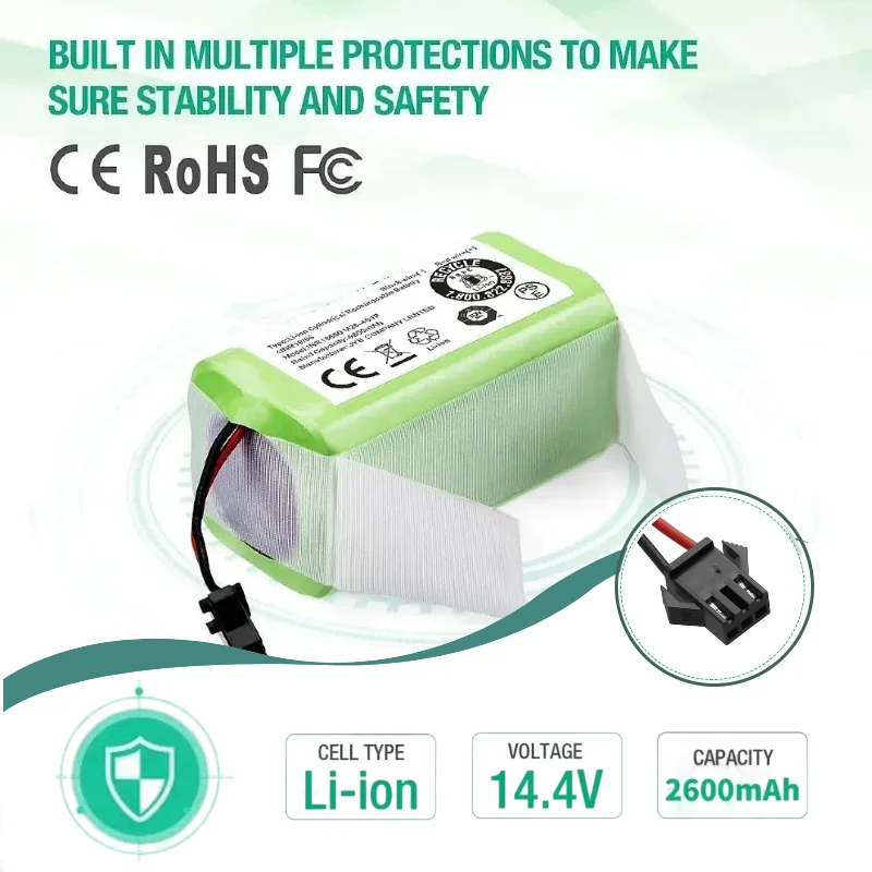 

Original 14.4V 2600mAh Battery for Conga Deebot Robotic Vacuum (990/1090/1790/1990/N79S/N79/DN622/Robovac11)