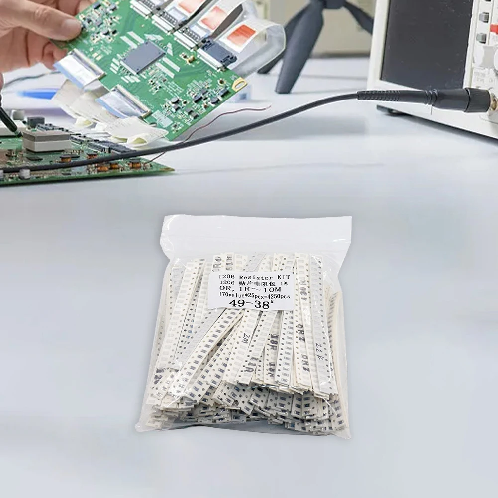 4250Pcs 1206 For Smd Resistor Kit 170 Values 1ohm-10M Ohm 1% Tolerance Assorted Fixed Resistors For Electronic Circuit Repair