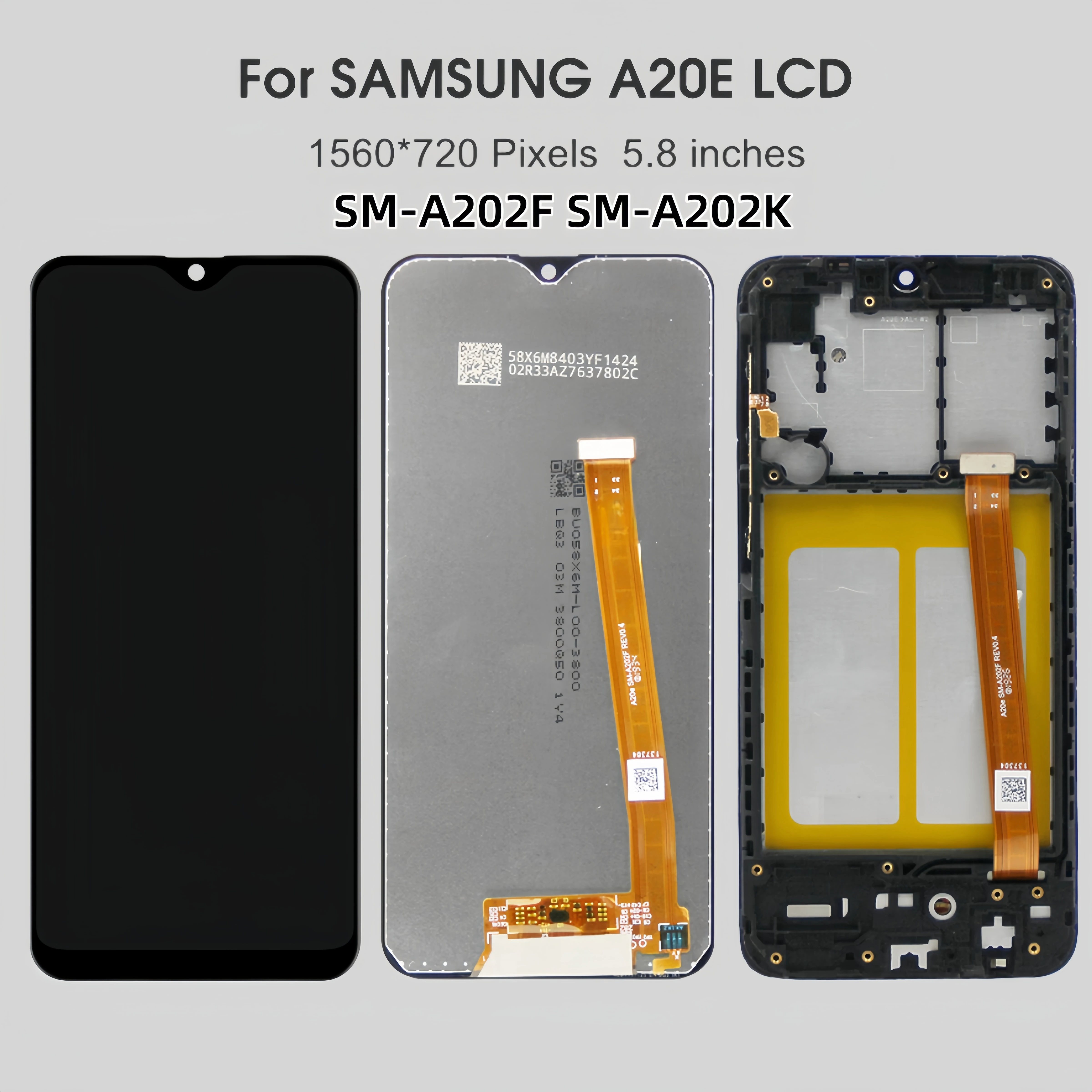 LCD Display Touch Screen Digitizer Assembly Replacement, for Samsung Galaxy A20E, A202, SM-A202F, SM-A202K