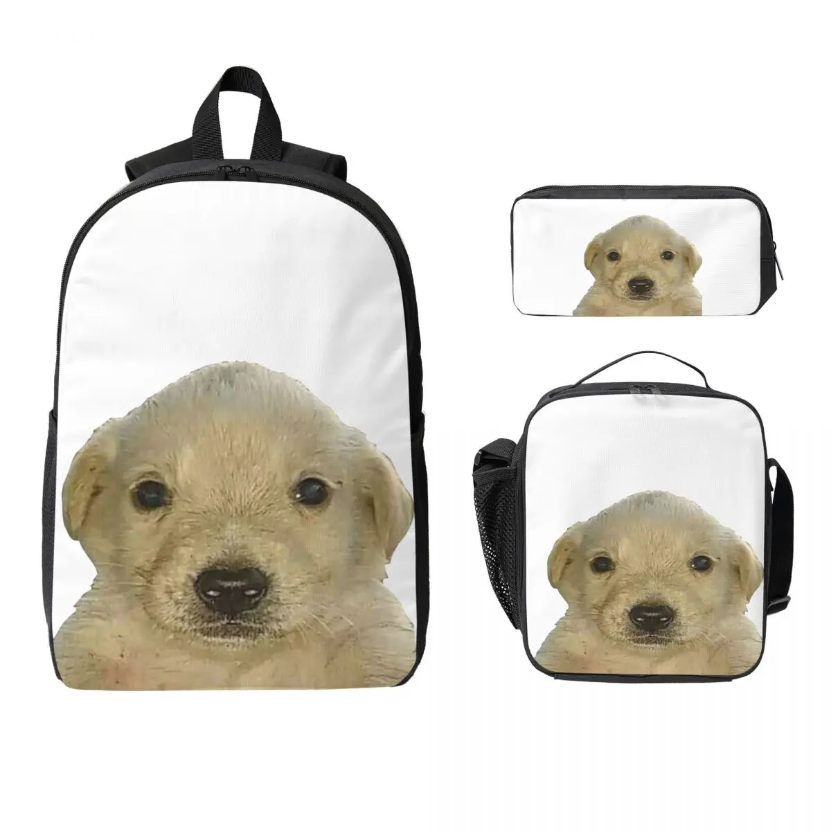 Jotchua Meme Jotchua الكلب على ظهره طالب صبي فتاة BookBag حقيبة مدرسية حقائب كتف الكمبيوتر 3ps معزول حقيبة الغداء مقلمة