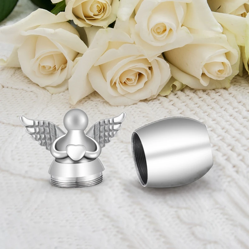 Small Keepsake Urns For Human Ashes Angel Wings Heart Mini Cremation Urns For Ashes Stainless Steel Memorial Ashes Jewelry