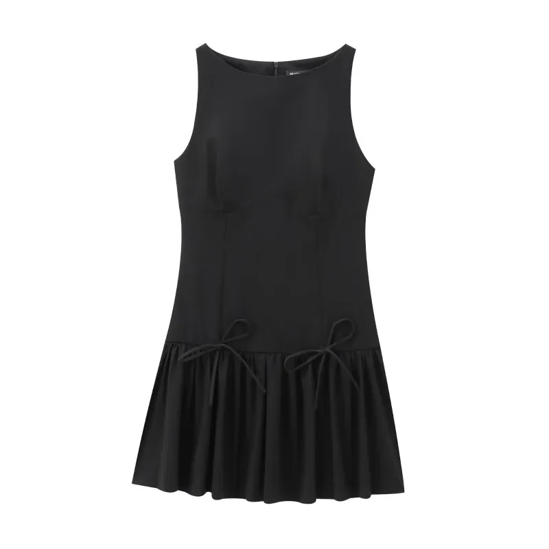 Dress Women's Autumn Round Neck Sleeveless Bow Detail New Comfortable Minimalist Fashionable Niche Versatile Elegant Distinctive