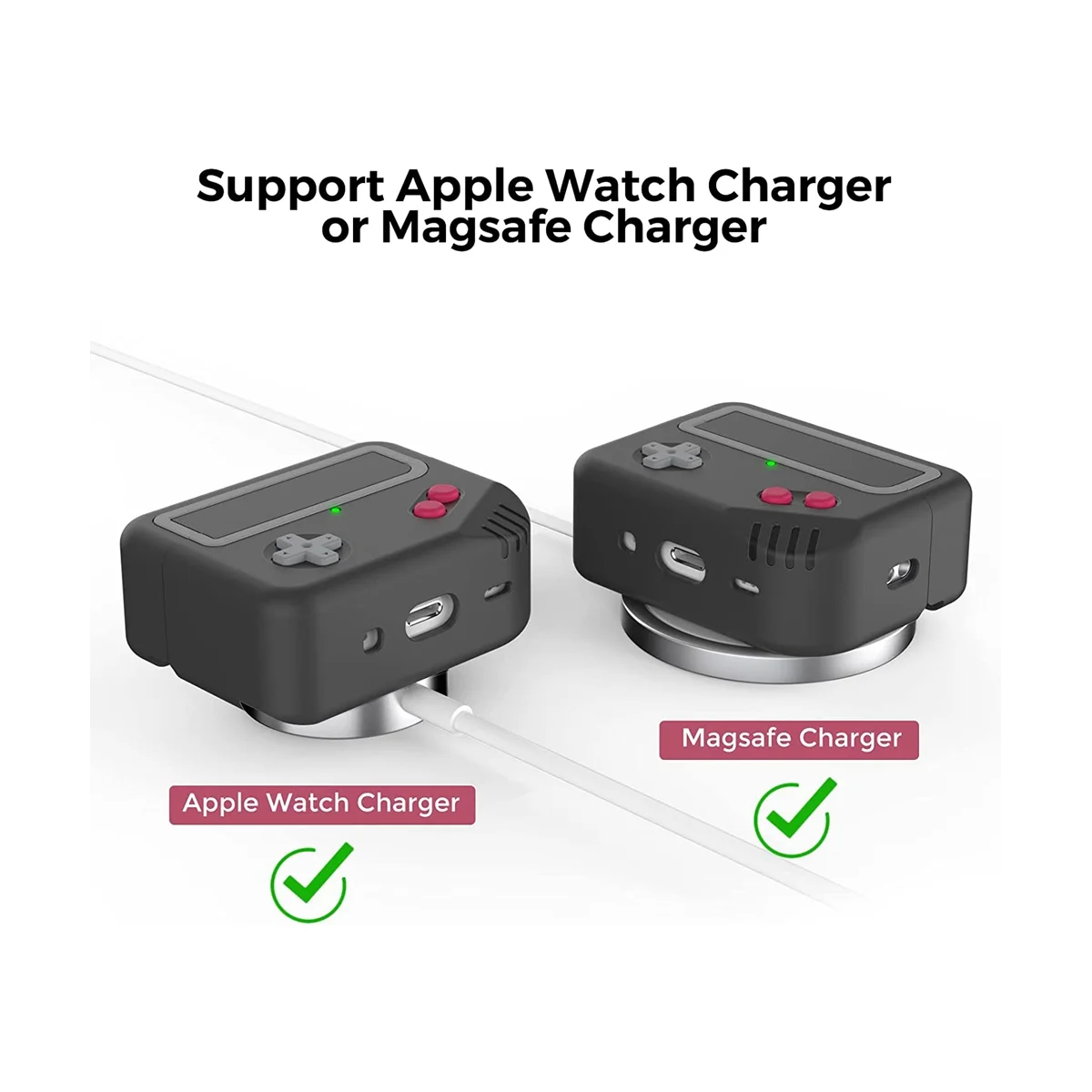 Housses de protection en silicone, conception de machine de jeu Skin, prise en charge de la charge sans fil, 2 étuis noirs