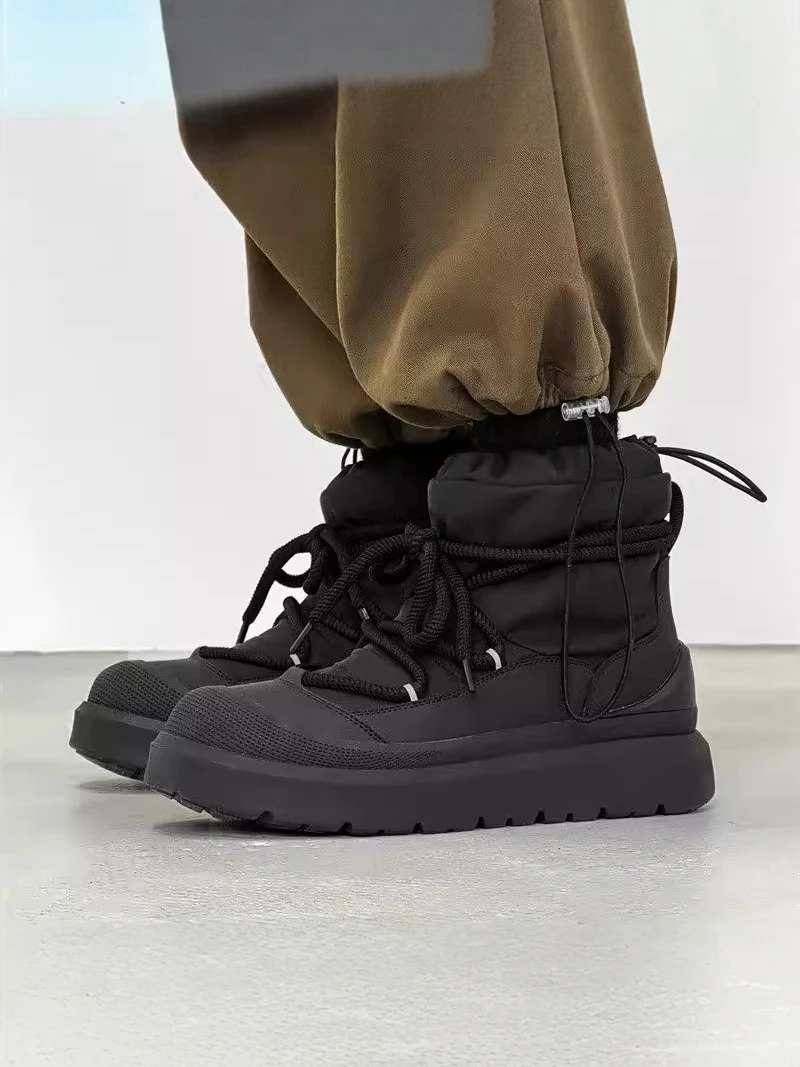 Men's Winter Thickened Fleece Lined Snow Boots  Boot Cotton Boot Fur below 40 Degrees Cold Resistant Large Cotton Shoes
