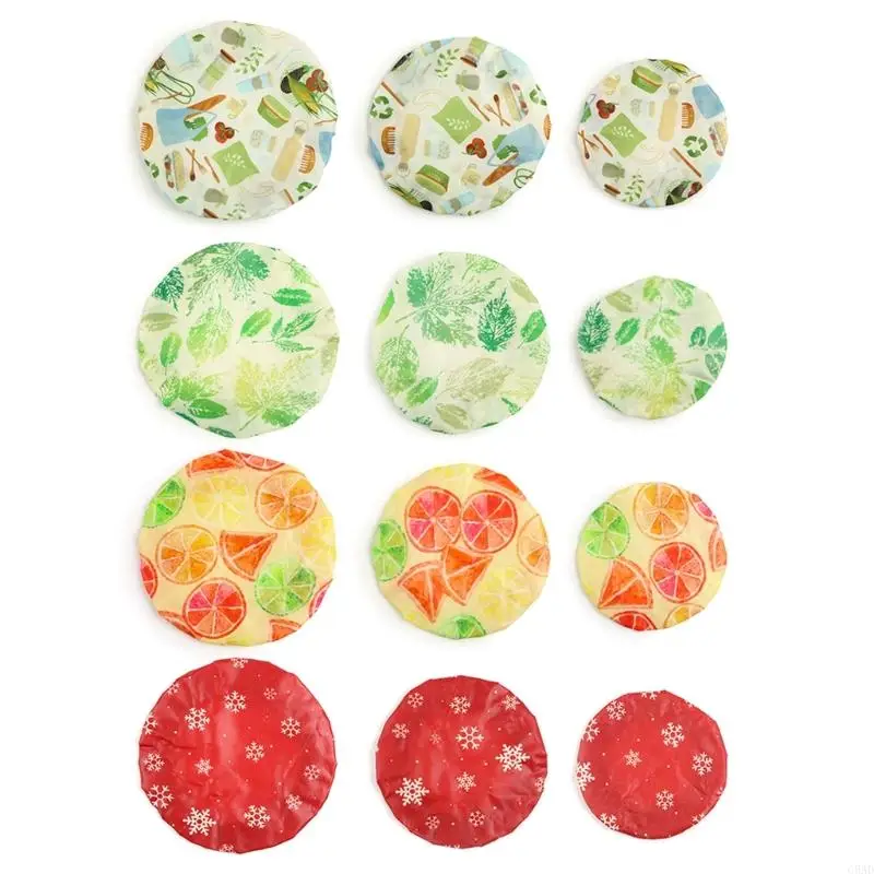 

3pcs Waterproof Elastic Cotton Bowl Covers Beeswaxes Safe Bread Proofing Lids for Sourdough Rising and Storage C5AD
