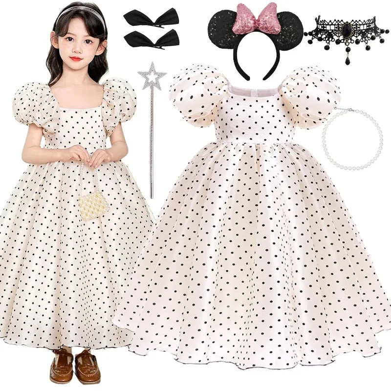 

XT8Girl Dot Mickey Girl Clothes Kids Hubble-bubble Sleeve Princess Party Evening Birthday Child Dress VestidosXT6@!