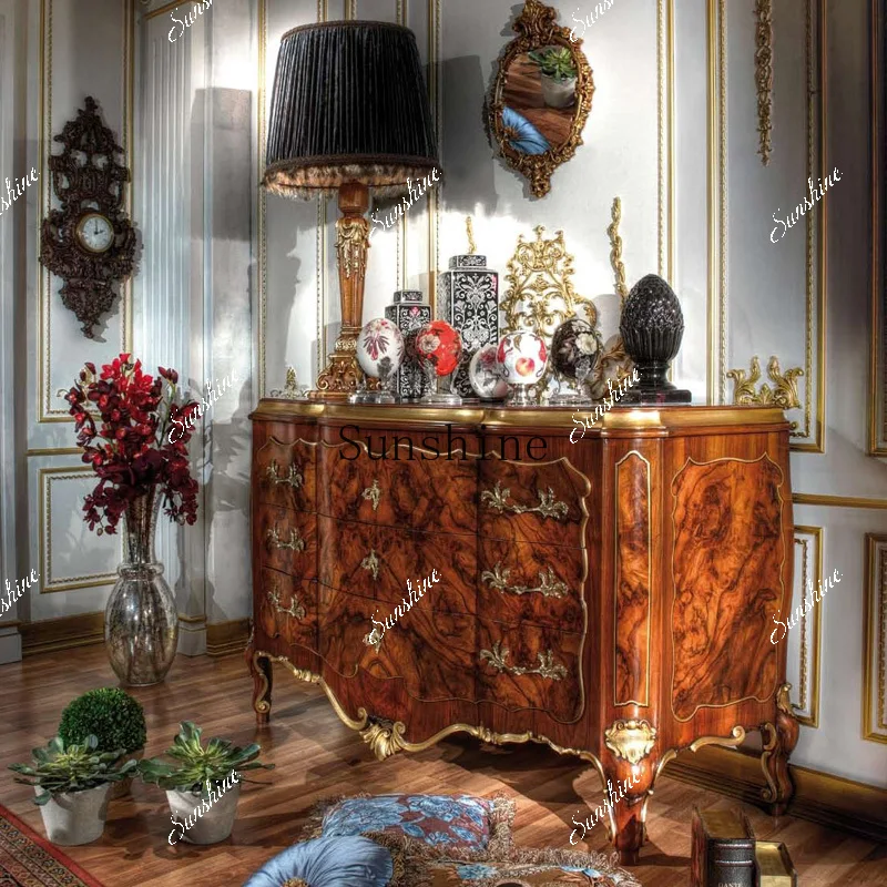 High-grade French decorative cabinet solid wood handmade side cabinet custom furniture  FT