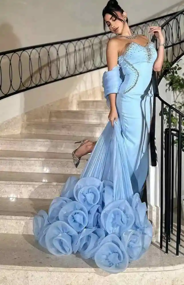 فساتين سهرة أنيقة على شكل حرف A بياقة عالية وكتف واحد بدون ظهر فستان حفلة موسيقية من فيستدو دي نويت مصنوع حسب الطلب