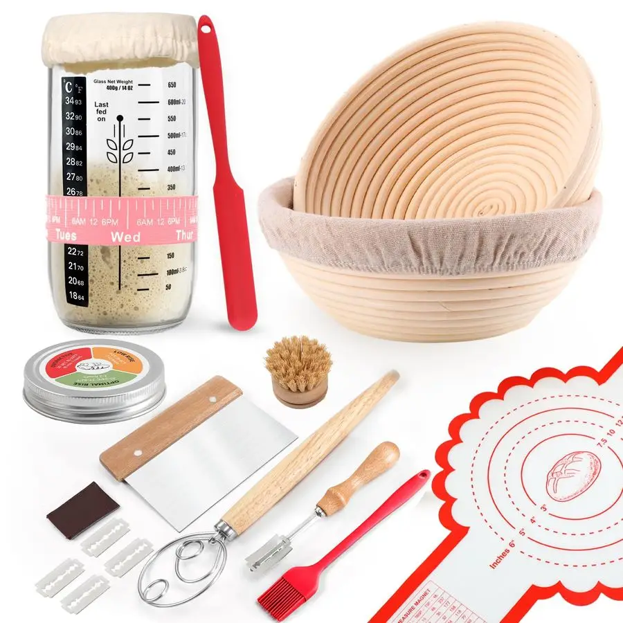 

Sourdough Starter Kit, Banneton Bread Proofing Basket, 8.5Inch Proofing Basket for Baking, Banneton Bread Baking Gift Set, Sourd