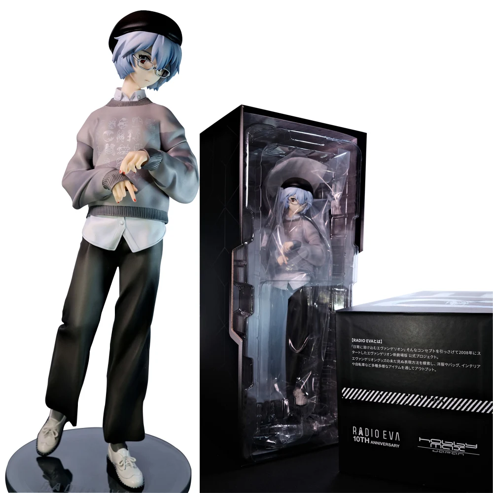 Figura de neón GENESIS EVANGELION Ayanami Rei de 22CM Ver.RADIO EVA, camisa de moda, sombrero, modelo de vestir, juguete, colección de regalo, figura Aciton