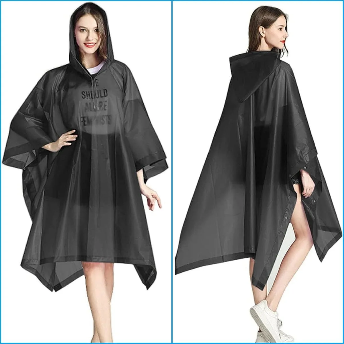 EVA Raincoat, Unisex Multifunctional Poncho, Transparent Rainwear, Casual Style, Hooded For Hiking, Camping, Outdoors