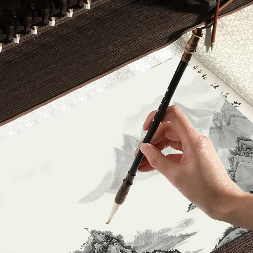 Ancient Oil Watercolor Chinese Calligraphy Brush Oil Painting Wolf Hair Scriptures Writing Brush Wood Art Paint Brush Artist