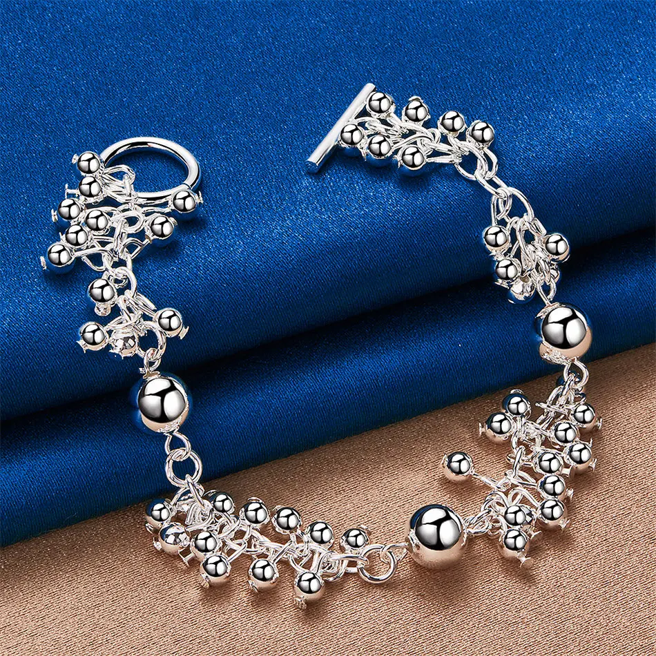 925 sterling silver 8-inch exquisite bead bracelet, fashionable women's jewelry, wedding party accessories