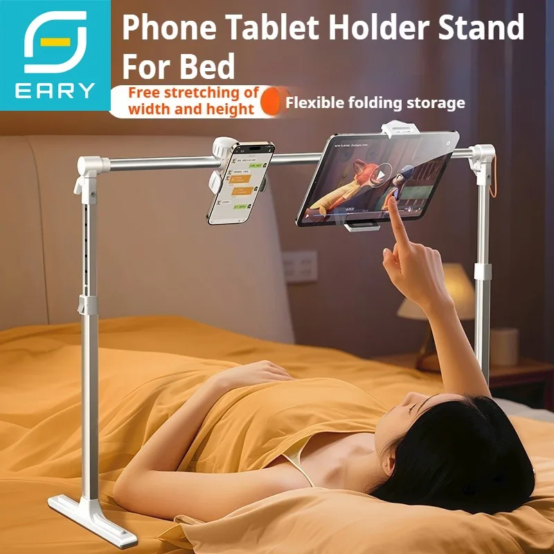 Eary Phone Tablet Stand Holder for Bed Width Height Adjustable Compatible for iPhone Samsung iPad Air Or Other 4.7-12.9