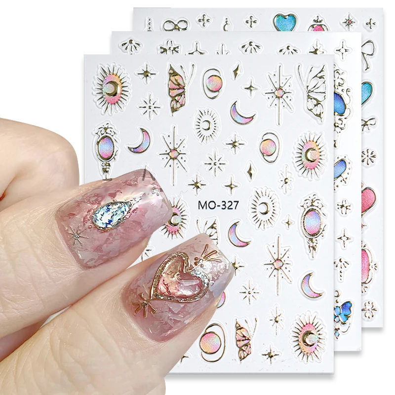 1pc Geel Blauw Strik Nail Art Decals Semi-Transparant Witte Strikjes Zelfklevende Sliders Nagels Stickers Decoraties Voor manicure