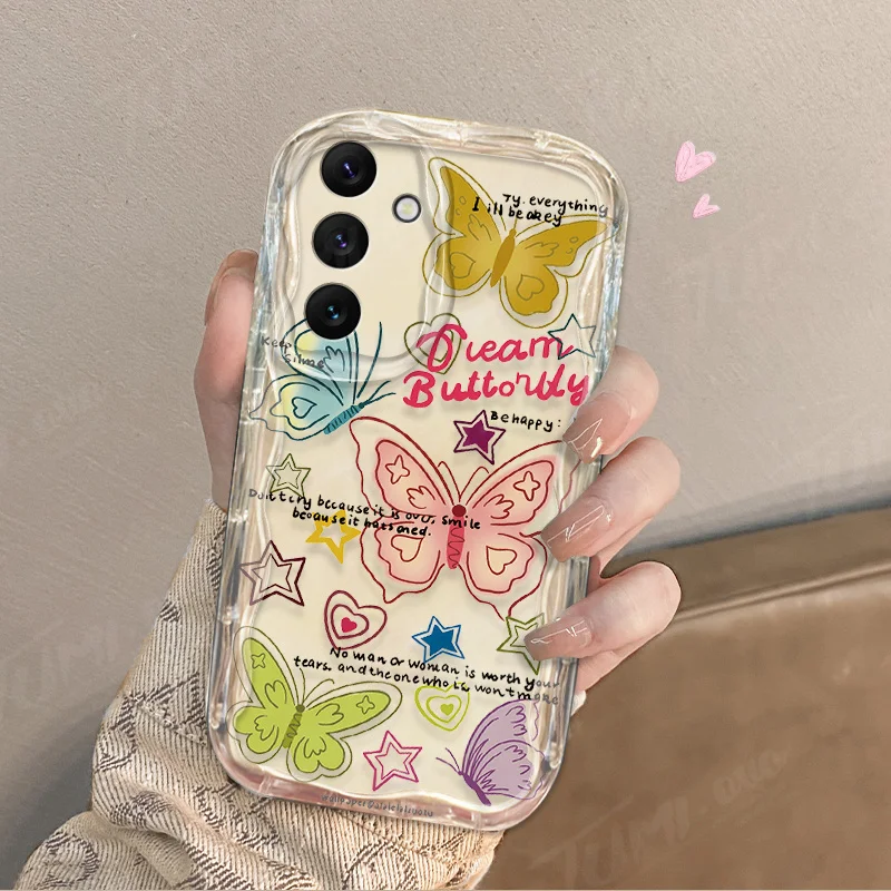 love Heart Butterfly Flower Phone Case For Samsung Galaxy A12 A22 A32 A52 A52S A72 A11 A21S A31 A51 A71 A20 A30 A50 Clear Cover