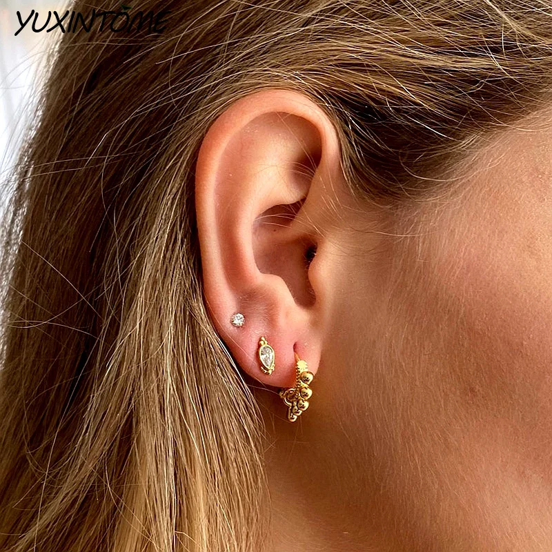925 Sterling Silver Ear Needle Versatile Small Gold Bead Tassel Pointed Cone Earrings Women's With Niche Style Earrings Jewelry