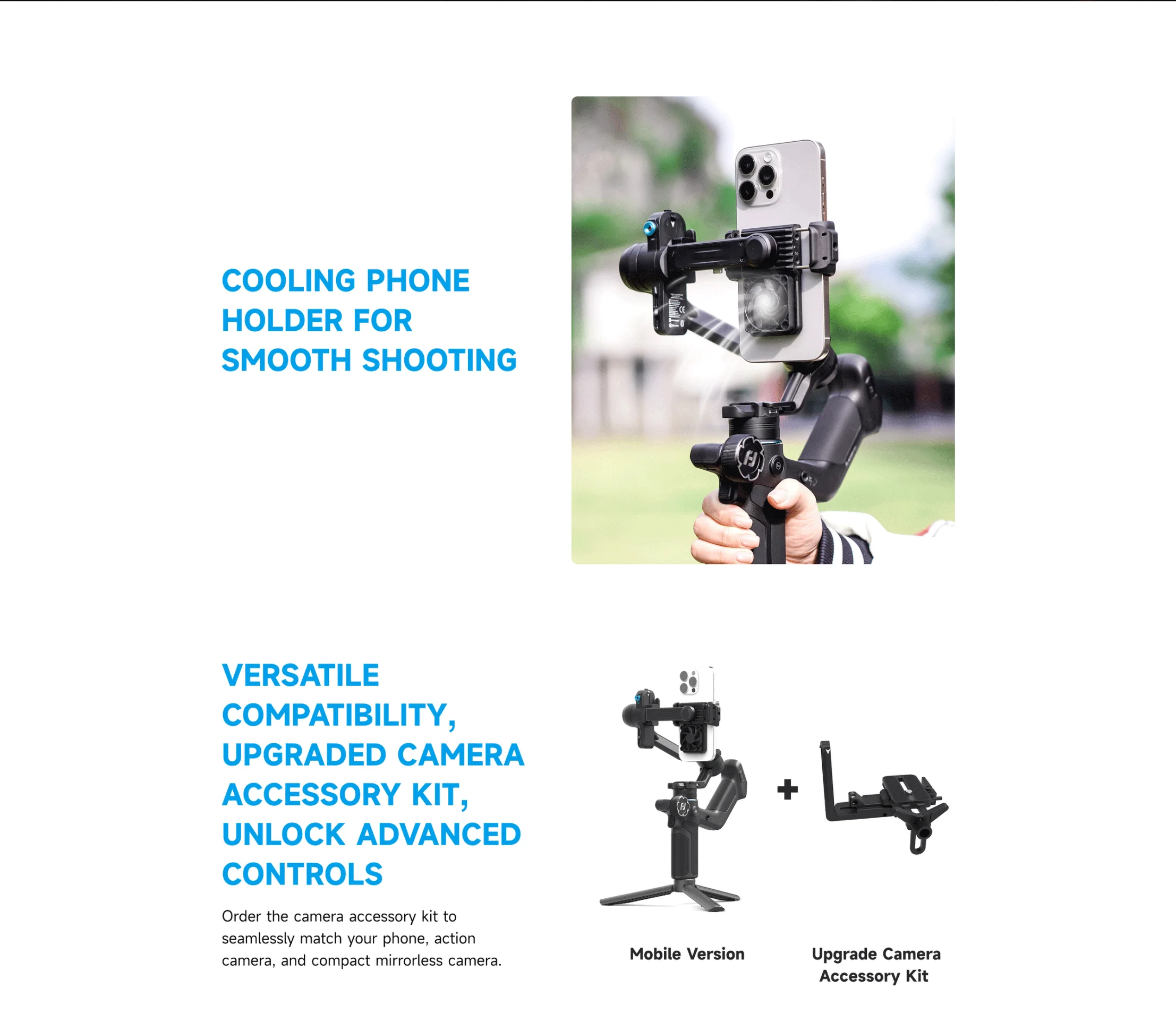 FeiyuTech SCORP Mini 3 Gimbal-Stabilisator für Smartphone, integriertes AI-Tracking-Modul, Lüfter, 2 kg Nutzlast mit integriertem Griff – Detail 7