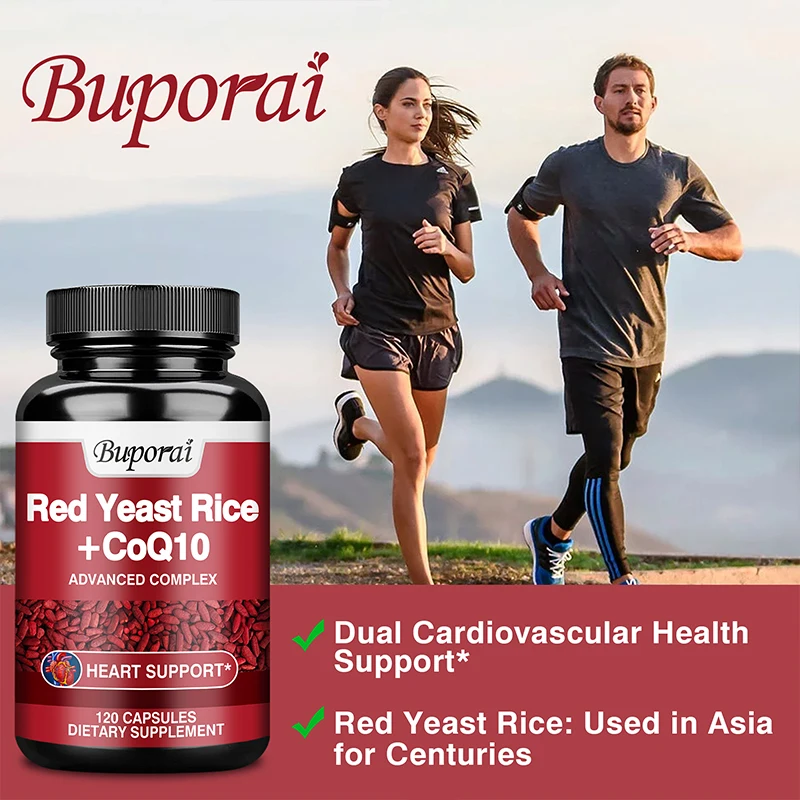 Red Yeast Rice with CoQ10 Supplement - Supports Heart Health, Brightens Skin, and Boosts Brain Health