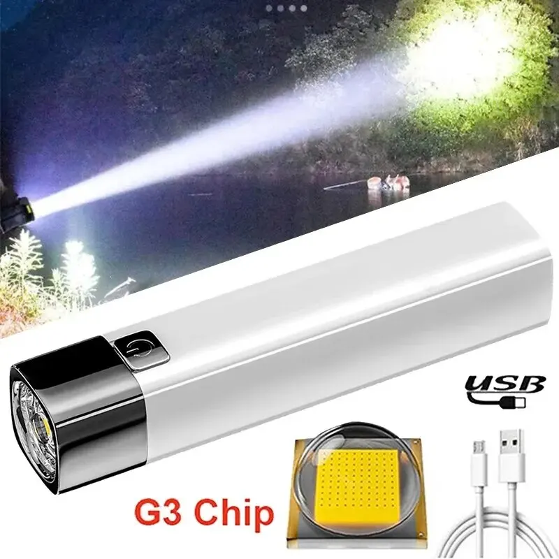 Mini Portable Super Bright LED Flashlight Household Long Range Outdoor Waterproof Lighting Strong Light Small White Flash Light