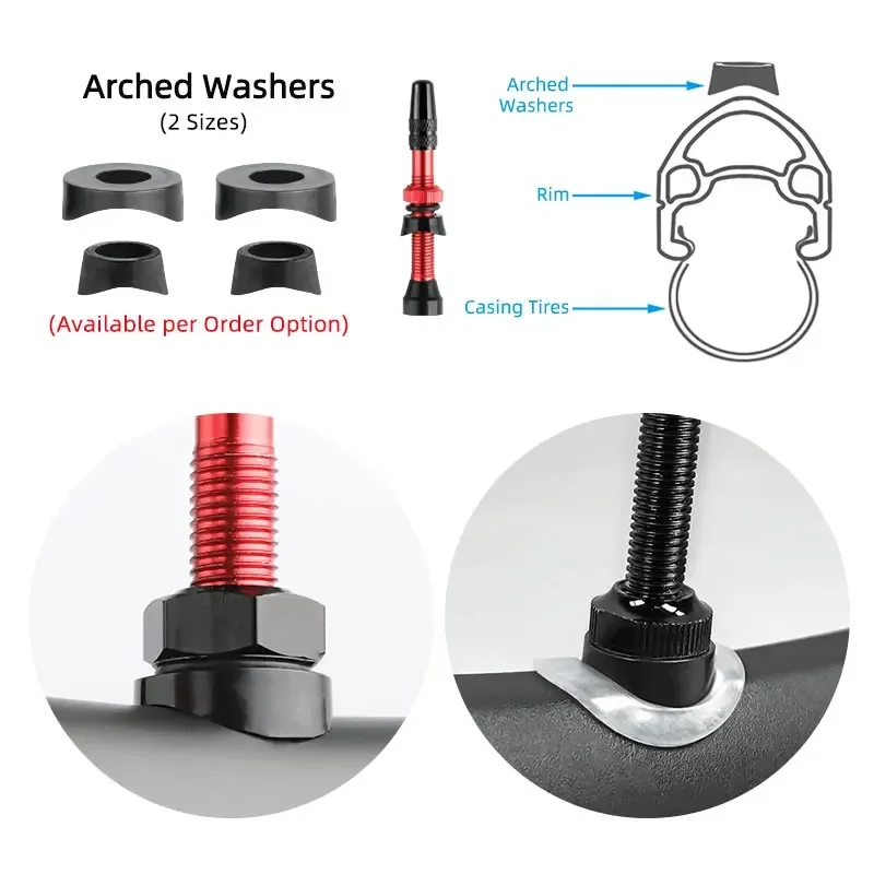 2pcs 40/60/80mm Bike Presta/FV Valve Stem - Tubeless Tire Installation for MTB & Road Bike Rims No-Tube Design