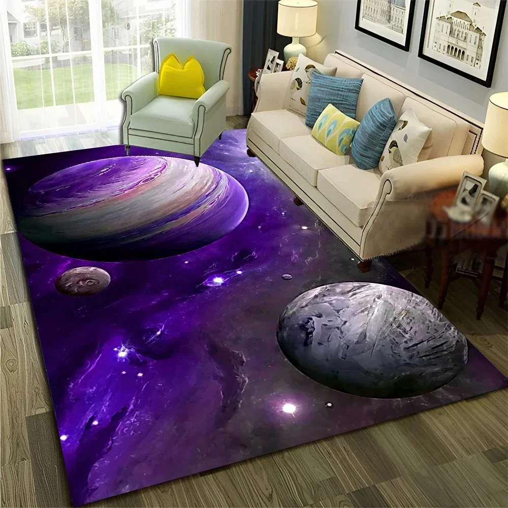 3D Universe Space Galaxy Planet Star Carpet Rug for Home Living Room Bedroom Sofa Doormat Decor,Kid Area Rug Non-slip Floor Mat