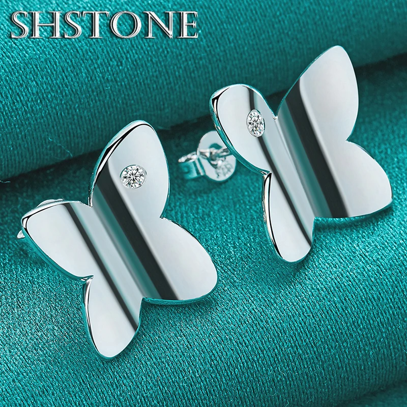 925 Sterling Silver AAA Zircon Butterfly Stud Earring Luxury Brand Design Fashion Jewelry Accessories For Women Wedding Party