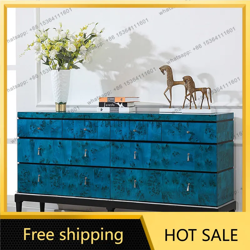 LD American light luxury foyer entrance cabinet living room wall decoration retro eight-bucket drawer cabinet