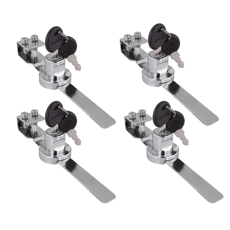 4Pcs Sliding Glass Door Lock Display Case Lock Ratchet Lock with Chrome Finish, Security, Keyed Alike Showcase Display