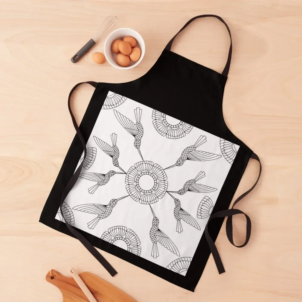 Hummingbirds Line Art Design Apron with personal logo Novelties Kitchen And Home waiter Apron