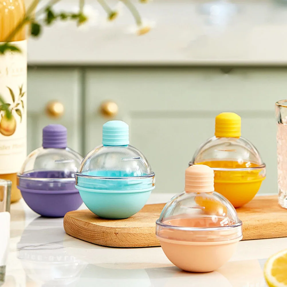 

4Pcs Silicone Ice Cube Mold Premium Round Ice Ball Maker for Whiskey Soda Juice Beverage Cooling Leak-Free Freezer Safe Slow