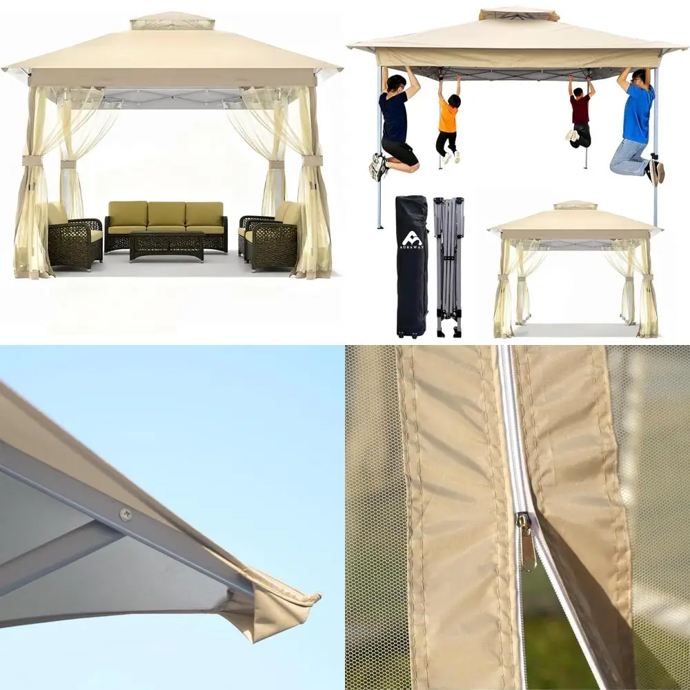 

Альтанка для кемпинга на заднем дворе с москитной сеткой и водонепроницаемой двойной крышей — простая установка, солнцезащитный козырек, идеально подходит для активного отдыха